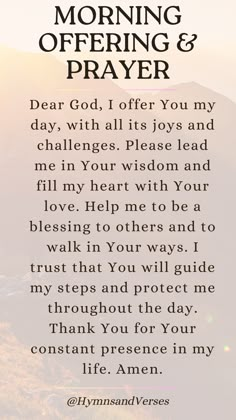 a prayer for the morning offering and prayer