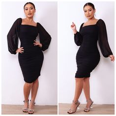 Whether You're Hitting The Town Or Attending A Glamorous Event, Our Zip-Back Ruched Bodycon Dress Exudes Confidence And Allure, Making It A Standout Piece In Any Wardrobe. Material: 60% Elastane, 40% Polyester Stretch: Highly Stretchy Ships Within 7 To 10 Days Sizes Are In Letters: Xs - 0 S - 2/4 M - 6 L - 8/10 Xl- 12 Xxl-14 Shopping For: Fall Trendy Trending Athleisure Modest Party Attire Necklaces Tops Fedora Hat Winter Gypsy Fleece Spring Summer Formal Suede Streetwear Sheer Satin Engagement Black Midi Dresses With Elastic Sleeves, Black Cocktail Dress With Elastic Sleeves, Black Formal Dress With Ruched Sides, Black Dress With Gathered Sleeves For Cocktail, Black Cocktail Dress With Gathered Sleeves, Black Cocktail Dresses With Gathered Sleeves, Black Midi Dress With Gathered Sleeves For Party, Black Midi Dress With Ruched Sides For Formal Occasions, Black Ruched Bodice Bodycon Cocktail Dress