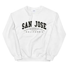 San Jose Sweatshirt, San Jose Shirt, San Jose Crewneck, San Jose Gift, Varsity Sweatshirt, California Sweatshirt * Super soft sweatshirt made of 50% cotton 50% polyester. * Design is high-quality screen printed. * Classic fit - Size up if you want a looser fit. * Unisex sizing - See pictures for size guide. If you have any questions, feel free to message me! Shop Homepage: https://www.etsy.com/shop/peachleafstore/ If you have any issues with your order, please contact me!. *Disclaimer: Since the Nantucket Sweatshirt, California Sweater, California Gifts, California Sweatshirt, Varsity Sweatshirt, Peach Shirt, Club Sweatshirts, Sacramento California, Sweatshirt Vintage