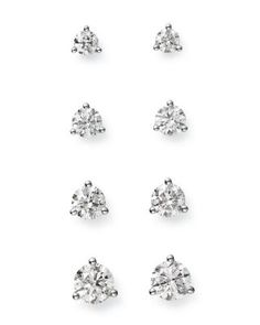 Bloomingdale's Diamond Stud Earrings in 14K White Gold 3-Prong Martini Setting, 0.20 ct. t.w. - 100% Exclusive Diamond White Earrings With Prong Setting, White Diamond Earrings With Prong Setting, Classic Hand-set White Gold Diamond Earrings, Elegant Diamond White Screw Back Earrings, Fine Jewelry Earrings, Diamond White Single-cut Diamond Earrings In 14k Gold, Martini Set, Earrings Luxury, Luxury Earrings