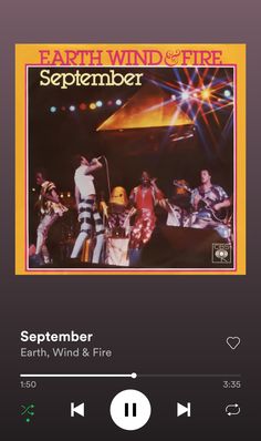 the earth wind and fire app is shown on an iphone's screen, with music playing