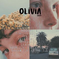 a collage of photos with the words oliva written in black and white