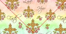 the cross is drawn on a colorful background