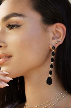 What's more stunning than our 3.55 inch Crystallized Drop Earrings? Nothing could be more bold. And styling a little black dress just got easier. If you're fierce, wear them casually. They're a best seller, after all.- Elongate your neckline- Dipped in 18k gold- Goddess length of 3.55"- Width: 0.4 Inches - Hypoallergenic surgical steel posts