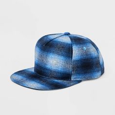 Woven baseball hat with a classic plaid pattern in blue shades, five-panel construction and buttoned crown. Made from midweight recycled polyester. Features a 2.75-inch brim as well as embroidered eyelet holes on the crown for better ventilation. Adjustable hook-and-loop closure completes the look and lends a customizable fit. If you're not satisfied with any Target Owned Brand item, return it within one year with a receipt for an exchange or a refund. Original Use™: Always the next evolution. Trending Hats, Closure Weave, Straw Visor, Wool Fedora, Recycled Polyester Fabric, Visor Hats, Mens Plaid, Scarf Hat, Mens Fleece