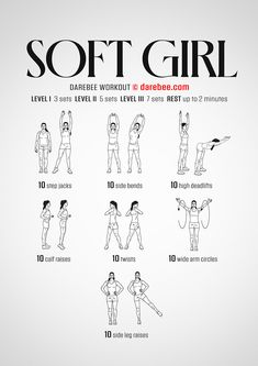 a poster with instructions for how to do soft girl workouts on the front and back