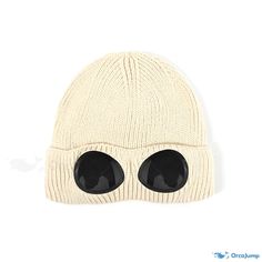 OrcaJump - Acrylic Sunglasses and Beanie Hat in White and Brown - Available in 5 Stylish Colors Casual Beige Acrylic Hat, Casual Cream Hats With Uv Protection, White Acrylic Casual Beanie, White Casual Acrylic Beanie, Trendy White Acrylic Beanie, Acrylic Hats For Outdoor, Casual Brimmed Acrylic Beanie, Outdoor Acrylic Hat, Adjustable Acrylic Beanie For Outdoor