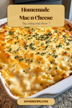 homemade mac n cheese in a casserole dish