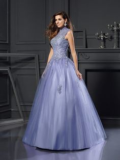 Duchesse-Linie Stehkragen Perlen verziert Ärmellos Lange Netz Quinceanera Kleider Evening Dresses Cocktail, Ball Gowns Wedding, Mermaid Dresses, Quinceanera Dresses, Evening Dresses Prom, Ball Dresses, Cocktail Dress Party, Quinceanera, Guest Dresses