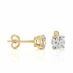 Get this modern yet ideal look with these mesmerizing 1.05Ct Round Diamond Stud Earrings, these earrings are providing the best look in yellow gold metal. Shop now and get this at the best price! Gold Solitaire Earrings, Gold Solitaire Diamond Earrings, Gold Solitaire Round Earrings, Classic Yellow Gold Earrings With Halo Design, Classic Yellow Gold Diamond Earrings With Halo Design, Elegant 14k Gold Solitaire Earrings, Gold Solitaire Diamond Earrings Fine Jewelry, Gold Solitaire Diamond Earrings For Anniversary, Elegant Gold Solitaire Earrings