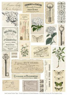 many different types of papers with flowers and butterflies on them