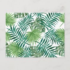 a green and white palm leaf print pillow case