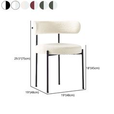 an image of a white chair with measurements