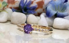 Don't miss this opportunity to own this beautiful gemstone ring crafted in 14k gold filled You can wear the rings as a set together or each ring by it self. => Gemstone Type - Amethyst, Clear Quartz => Gemstone Cut - Faceted => Gemstone Shape - Round Shape => Gemstone Size - 5mm, 1.5mm => Total Number of Gemstones - 13 => Metal Type - 14k Gold Filled (Tarnish Resistant And Nickel Free) - also available in 925 sterling silver * Please contact me for pricing on a sizes larger tha Dainty Sapphire Promise Ring With Center Stone, Dainty Sapphire Ring For Promise, Yellow Gold Cluster Ring With Accent Stones For Promise, Dazzling 14k Gold Promise Ring, Dazzling Amethyst Gemstone Ring For Promise, Dazzling Amethyst Ring With Center Stone As Gift, 14k Gold Birthstone Promise Ring With Vs Clarity, Purple Brilliant Cut Rings For Promise, Fine Jewelry Purple Rings With Brilliant Cut