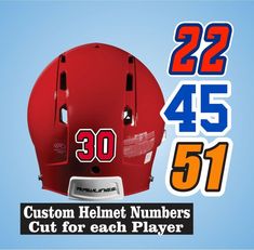 a helmet with the number 52 on it and an image of numbers for each player