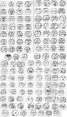 a page with different faces drawn on it