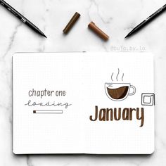 a notebook with the words january written on it