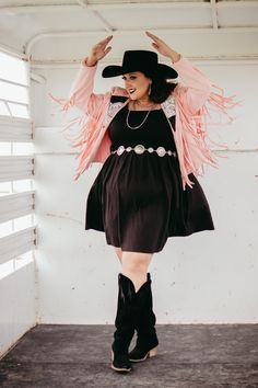 Pink Fringed Western Jacket - 9greyhorses.comjacket Cute Cowgirl Outfits Plus Size, Disco Cowgirl Plus Size Outfit, Diy Cowgirl Outfit For Women, Western Wear Plus Size, Pink Western Outfits Women, Plus Western Outfits, Western Plus Size Outfits, Cowgirl Outfits Plus Size, Fringe Cowgirl Outfit