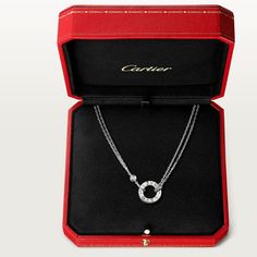 CRB7219400 - LOVE necklace, 2 diamonds - White gold, diamonds - Cartier Cartier Love Necklace, Cartier Earrings, Cartier Necklace, Jewelry Accessories Ideas, Classy Jewelry, Cartier Love, Diamond Shop, Circle Necklace, Timeless Accessories