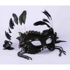 Black Masquerade Mask with Beads & Feathers Size: One Size. Masquerade Attire, Black Masquerade, Masquerade Ball Masks, Masks Black, Black Masquerade Mask, Masquerade Ball Party, Sequin Mask, Ball Mask, Comfortable Headbands