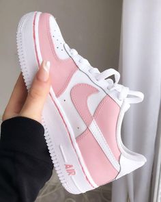 Pink Leather Nike Air Force 1 Casual Shoes, Jordan Rose, Pink Nike Shoes, Nike Shoes Girls, Nike Fashion Shoes, Nike Air Shoes, Air Force One