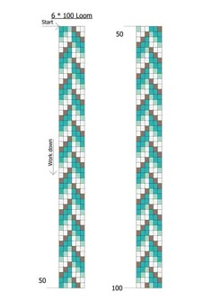 the length and width of a mosaic tile wallpaper border in turquoise, brown and white