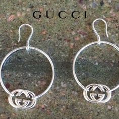 Authentic Gucci, Britt Large Hoop Earrings Style#223322 Britt Collection, Retired Made In Italy New In Box Color: Silver Features: .925 Solid Stamped Sterling Silver With Gucci Authenticity #. Large Round Hoops With French Wire Hooks. Signature Gucci Britt Interlocking Gg Logos Attached. Retired Style No Longer Sold In Stores. Large Size Is Glamorous, Elegant & Timeless. An Essential Sterling Essential For Anyone Who Loves Classic Gucci. Pristine Condition With No Damage, Tarnish Or Flaws. Inclu Gucci White Gold Round Earrings, Gucci Luxury Sterling Silver Earrings, Gucci White Gold Sterling Silver Earrings, Luxury Gucci Sterling Silver Earrings, Gucci Sterling Silver Earrings As Gift, Gucci Sterling Silver Earrings For Gift, Elegant Gucci Sterling Silver Earrings, Designer White Gold Hoop Earrings For Gift, Gucci Pierced Jewelry Gift