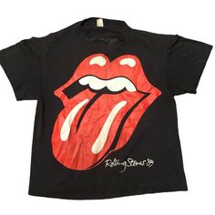 Vintage Rolling Stones North American Tour T-Shirt Faded Tag, Fits Size M Made In 1989 Men's Sportswear, Shirts Vintage, Vintage Rock, Mens Sportswear, Tour T Shirts, Rolling Stones, Black Red, North American, Colorful Shirts