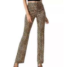 Alice & Olivia Pants. 2. Cheetah Pattern. Zipper With Three Hook And Eye Closures. Rear Faux Pockets. New Without Tags. 98% Polyester 2% Elastane Dry Clean Only Waist: Approximately 14 Inches Inseam; Approximately 34 Inches Rise: Approximately 10.5 Inches Leg Opening: Approximately 7 Inches Fitted Elegant Leopard Print Bottoms, Elegant Fitted Leopard Print Bottoms, Chic Leopard Print Workwear Bottoms, Chic Straight Leg Leopard Print Pants, Chic Leopard Print Pants For Work, Chic Leopard Print Trousers, Leopard Print Wide Leg Pants, Fitted Leopard Print Pants For Fall, Wide Leg Leopard Print Pants