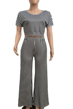 Get double the fun with our two-piece sets! Coordinate & make your outfit choice stress free. and totally on fleek. You can even mix and match your pieces.Details:Striped designTwo piece matching setsComfortable stretch fabricSpecifications:Fabric: good polyester materialSize: please check measurements carefullyPlease allow 0.5-1″ difference due to manual measurementDifferent monitor settings means colors may differ slightly1″ = 2.54cmSizeLengthBustWaistHipL15.7″+42.1″33. Casual White Short Sleeve Pant Set, Trendy Matching Two-piece Loungewear Set, Trendy Loungewear Two-piece Matching Set, Trendy Loungewear Two-piece Set, Casual Spring Matching Pant Set, Spring Casual Loungewear Co-ords, Casual Spring Pant Set, Casual Co-ords For Loungewear In Spring, Casual Spring Loungewear Co-ords