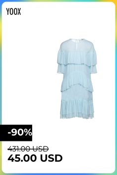 crepe, ruffles, solid color, round collar, short sleeves, fully lined, 1 button, no pockets , Color: Sky blue , Size: 4 Dress For Short Women, Round Collar, Short Dress, Sky Blue, Blue Sky, Ruffles, Short Dresses, Size 4, Short Sleeves