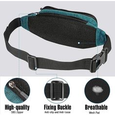 an image of a waist bag with instructions on how to put it in the pocket