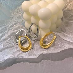 Brand New! Trendy Hoop Earrings Vintage Gold Earrings, Thick Hoop Earrings, Gold Earrings For Women, Chunky Earrings, Oval Earring, Party Earrings, Trendy Earrings, Style Minimalist, Copper Earrings