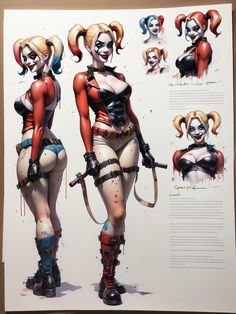 Harley Quinn Drawing, Harley Quinn Artwork, Harley Quinn Comic, Female Character Concept, Harley Quinn Art, Batman Comic Art, Harley Quinn Cosplay, Dc Comics Characters, Animation Art Character Design