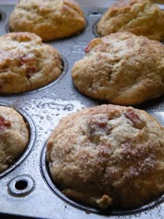 freshly baked muffins in a baking pan ready to be eaten