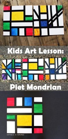 kids'art lesson how to make a pie mondrian piece from scratchsticks