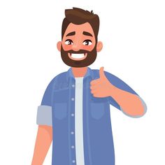 a man with a beard gives the thumbs up sign royalty illustration on white background stock illustration