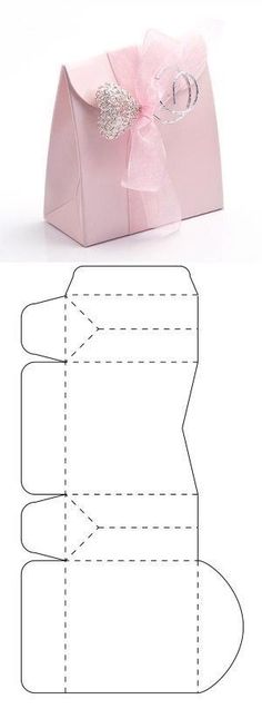 a pink box with a bow on the side and cut out to look like it is in