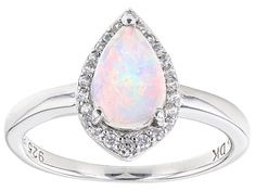 0.51ctw Pear Ethiopian Opal And 0.12ctw Round White Zircon Rhodium Over Sterling Silver Ring. Measures Approximately 0.33"L x 0.51"W. Not Sizeable. Accent stones primarily zircon. Rings Opal, White Opal Ring, Engagement Rings Opal, Moonstone Ring, Opal Jewelry, Opal Gemstone, Opal Rings, Cultured Pearls, Ethiopian Opal