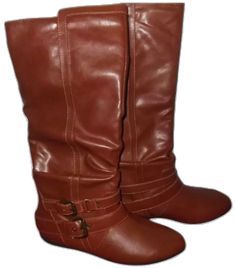 Brown Synthetic Closed Toe Boots, Brown Closed Toe Synthetic Boots, Brown Wide Calf Synthetic Boots, Cognac Boots, Slouch Boots, Boots Tall, New Boots, Slouched Boots, Arizona Jeans