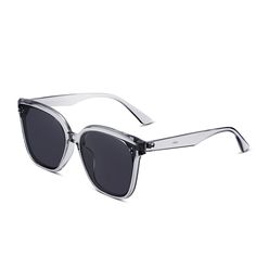 A simple yet delicate design, this pair of sunglasses is crafted with larger plastic frame, both comfortable and stylish. With oversized solid lenses, they look fantastic on all face shapes while guaranteeing you 100% UV protection and great polarized performance. You can choose from a variety of frame and lens colors to display your personality!Frame Shape: SquareFrame Color: GreyFrame Material: TR90Lens Color: GreyLens Material: Lens Width: 64 mmBridge Width: 15 mmTemple Length: 152 mmUV Prote Gray Cat Eye Sunglasses With Tinted Lenses, Elegant Plastic Sunglasses With Uv Protection, Gray Cat Eye Sunglasses With Uv Protection, Trendy Gray Sunglasses With Uva Protection, Gray Cat-eye Sunglasses With Uv Protection, Chic Gray Sunglasses With Mirrored Lenses, Elegant Clear Plastic Sunglasses, Trendy Clear Polarized Sunglasses, Elegant Plastic Sunglasses With Mirrored Lenses