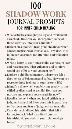 the front page of an article about how to use shadow work for inner child health