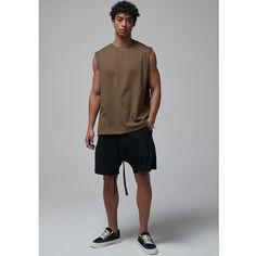 Quick-Drying Cotton Basketball Sports Tank Top Fabric: 56% Cotton+44% Polyester Size: S, M, L, XL, 2XL Multiple Color Selections: Brown, Gray  Season: Spring, Fall, Summer Casual Muscle Tee For Gym In Summer, Casual Summer Muscle Tee For Gym, Casual Athletic Fit Muscle Tee With Crew Neck, Casual Muscle Tee With Athletic Fit, Relaxed Fit Crew Neck Tank Top For Sports, Casual Athletic Fit Sleeveless Muscle Tee, Casual Stretch Muscle Tee With Dropped Armholes, Casual Summer Muscle Tee With Athletic Fit, Casual Athletic Fit Muscle Tee For Summer