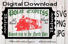 an old fashioned train ticket with the words polar express and round trip to the north pole