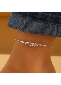 Color:Silvery White;Package Contents:2 X Anklets;Occasion:Sport; Trendy Silver Anklets For Party, Trendy Silver Anklets For Summer, Casual Star-shaped Jewelry For Parties, Casual Silver Star-shaped Bracelets, Casual Silver Star Bracelets, Casual Silver Star-shaped Bracelet, Geometric Star, Anklets, Mother's Day Gifts