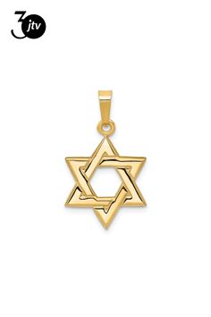 14k yellow gold Star of David pendant. Measures approximately 7/8"L x 1/2"W and has a 2.5mm bail. Star Of David Pendant, Star Of David, Gold Star, Gold Stars, Yellow Gold, Stars, Pendant, Yellow, Gold