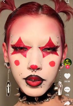 Simple Circus Makeup, Cute Jester Makeup, Pride Clown Makeup, Clown Heart Makeup, Punk Clown Makeup, Carnival Clown Makeup, Blue Drag Makeup, Star Clown Makeup, Green Clown Makeup