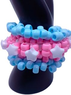 Size:: 10 inches / 25.4 cm Cute Kandi Patterns, Colorful Oc, Kandi Patterns Cuff, Kandi Projects, Edc Bracelets, 3d Kandi, Kandi Inspiration, Kandi Perler, Scene Kandi