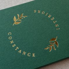 Gold foil printed business cards on 540gsm forest green colorplan. Green Gold Packaging, Green And Gold Packaging, Forest Green Branding, Gold Logo Design Ideas, Green Gold Branding, Emerald Branding, Green And Gold Branding, Emerald Green And Gold Branding, Classy Icon