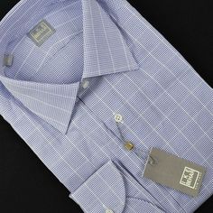 Ike Behar Gold Label Mens Blue Purple Check Cotton Dress Shirt Nwt Size: 15.5 - 36/37 Ike Behar Men's Dress Shirt Size: 15.5 - 36/37 Made In Italy Plaid Pattern Navy, Purple, Pale Blue & White 100% Cotton Machine Washable Spread Collar No Breast Pocket Long Sleeves Button Cuffs New W/ Tags - No Defects Blue Business Shirt With Spread Collar, Classic Tailored Blue Dress Shirt, Tailored Blue Shirt For Formal Occasions, Tailored Blue Semi-formal Shirt, Classic Fitted Blue Dress Shirt, Blue Dress Shirt With Spread Collar For Semi-formal Occasions, Blue Semi-formal Dress Shirt With Spread Collar, Semi-formal Blue Dress Shirt With Spread Collar, Fitted Blue Dress Shirt For Office